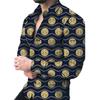 Luxuriöses Barock-Kettenprint Langarmhemd, Trendiges Mode-Oberteil für Herren