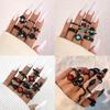 New European and American Style Butterfly Love Heart Multi-joint Ring Creative Cross Snake Ring 22-piece Set