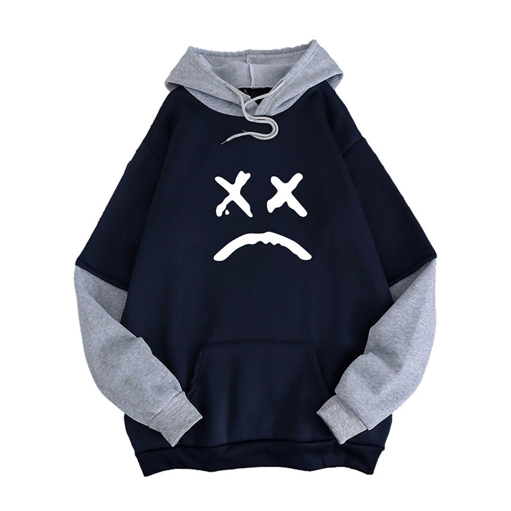 Women's Casual Print Splicing Hooded Sweatshirt Loose Sports Tops Pullover