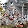 Halloween Lawn Ornaments Giant Spider Scary Orange Black Hairy Spider Decoration Realistic Furry Prop Hanging Decor with Red Eyes for Porch