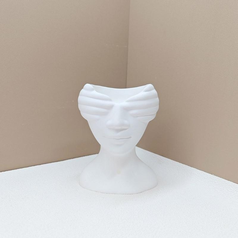 Stylish Flowerpot Silicone Mold Concrete Mould Human Face Shape Flowerpot Molds Cements Mould Silicone Material for Vase
