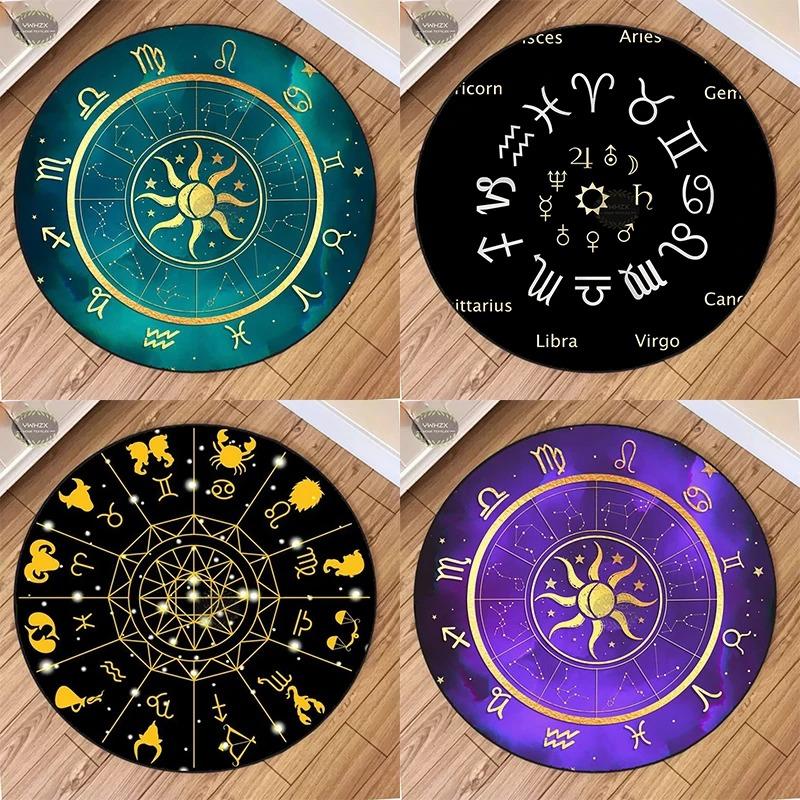 Mystical Constellation Round Mat Tarot Wheel Living Room Non-Slip Carpet Meditation Home Decoration