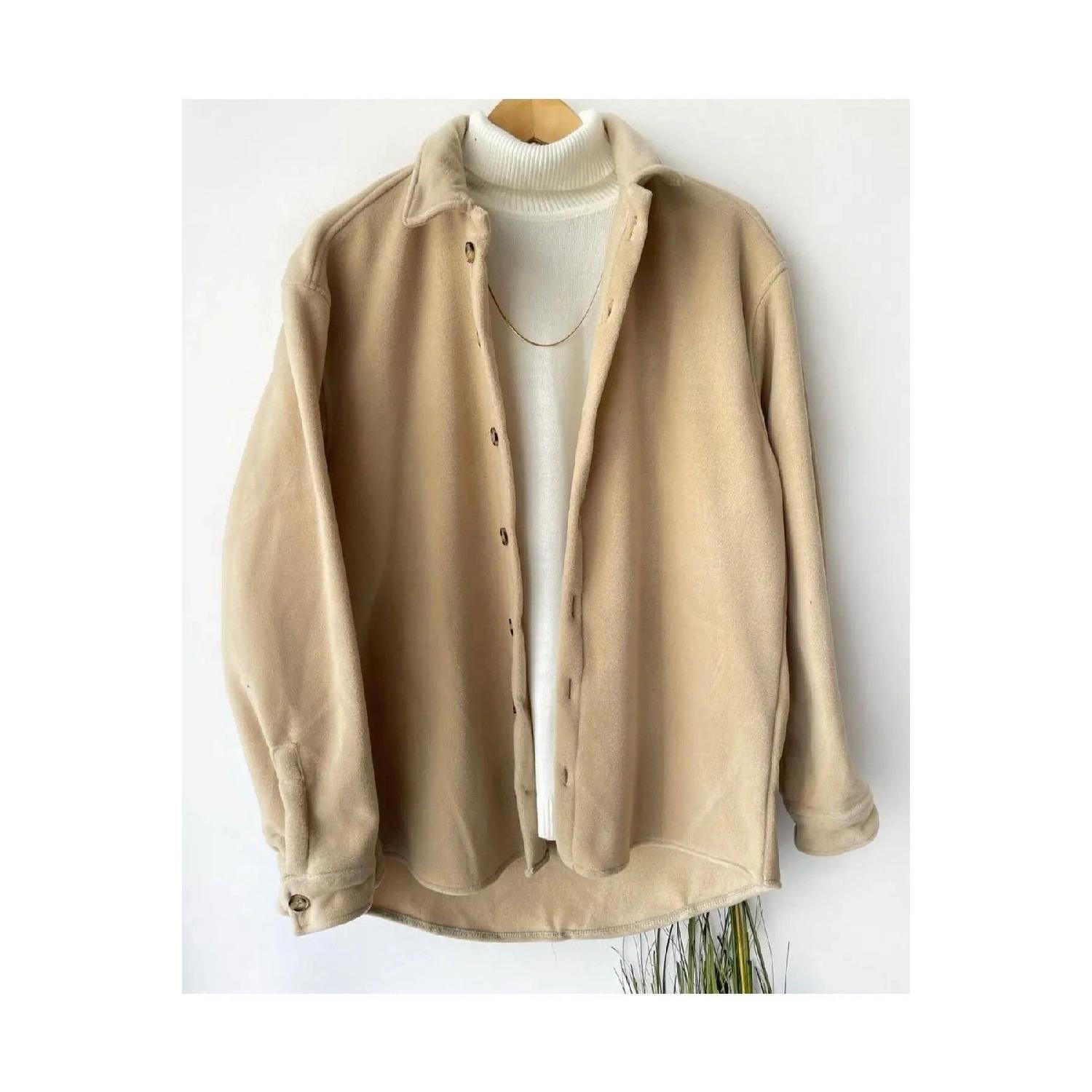 

Men s Thick Fleece Oversize Button-up Jacket S