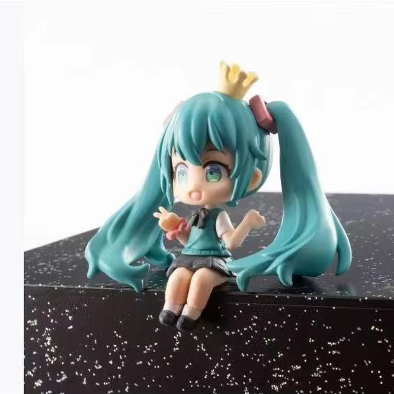 New Anime Character Miku Character Q Version Doll Pvc Cute Seat Model Decorative Toy Birthday Surprise Gift