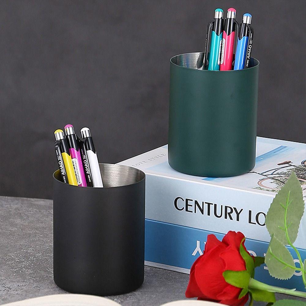 1 Stück Edelstahl Stifthalter Verdickter Schreibwaren Aufbewahrungseimer Make-up Pinselhalter Schüler