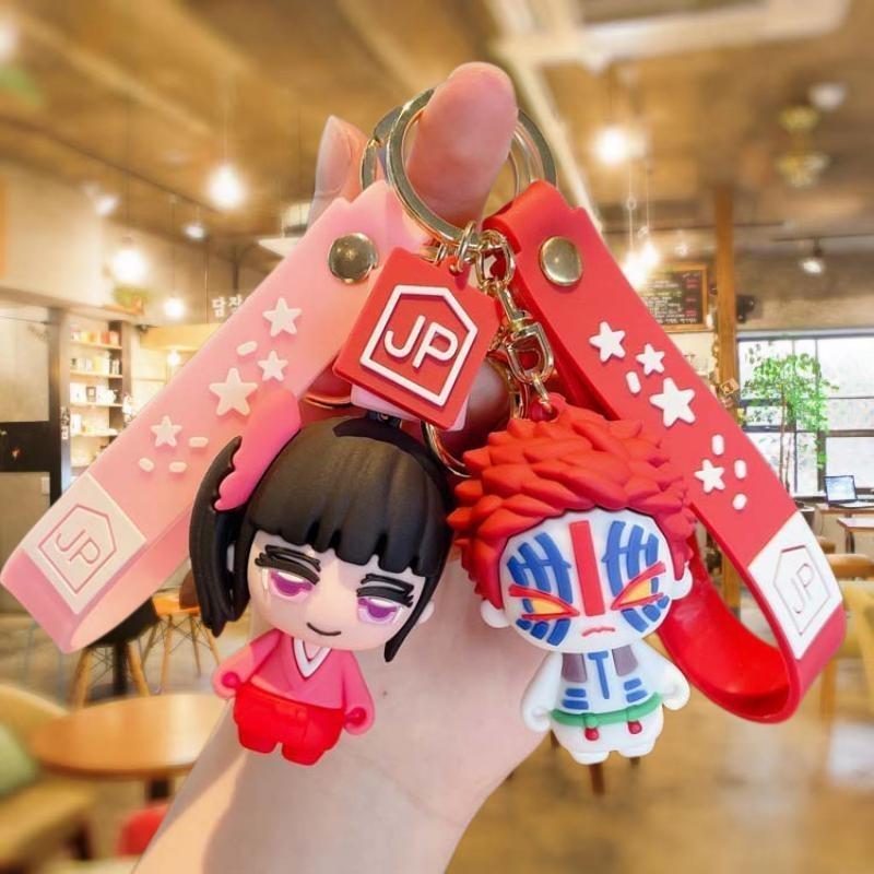 Q-version Anime Demon Fun New Cosplay Angry Pillar Key Chain Tanjiro Zenitsu Kanao Kyojuro Akaza Sanemi Moon Cute Soft Toy  Gift