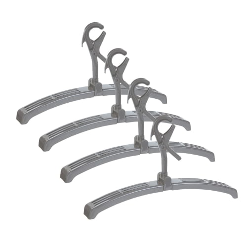 Kokubo Industries Slide-Out Trainer Hanger (Set of 4 / Gray) Laundry Hanger/Sliding Arm/Catch Type (Prevents Shape Change/Extendable/Adjustable Should