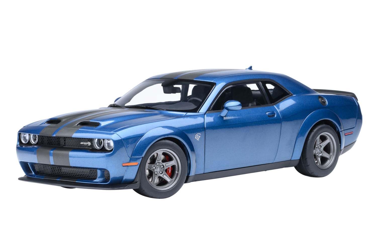 AUTOart Dodge Challenger SRT Super Stock 2023 Black Stripe Finished Model 71767 1/18 (Pearl Blue/Carbon [FROSTBITE])