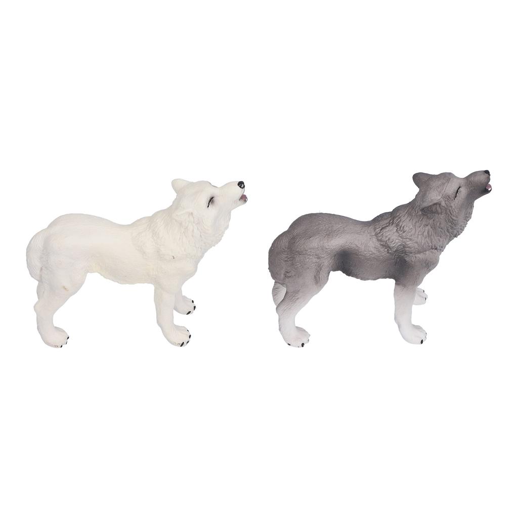 2pcs Howling Wolf Action Figure Figurines Toys Howling Wolf Animal Model Educational Presents for