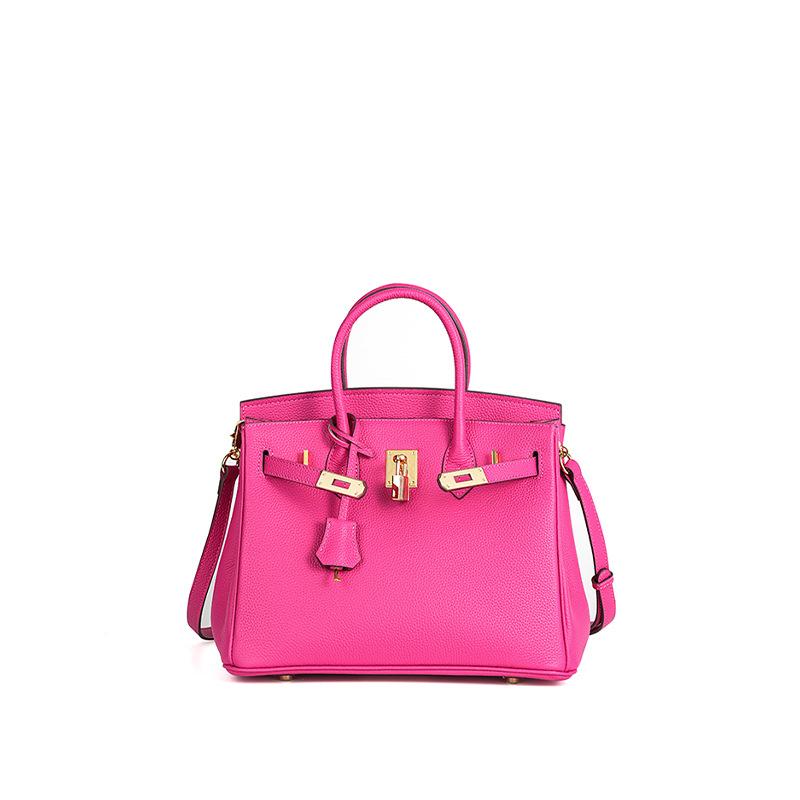 

Вощеная нить Того Кожа коровья верхнего слоя Ручная работа Платиновая сумка+кожа с узором личи Женская сумка Пряжка Сумка высокого класса 20x10x15cm розы красного