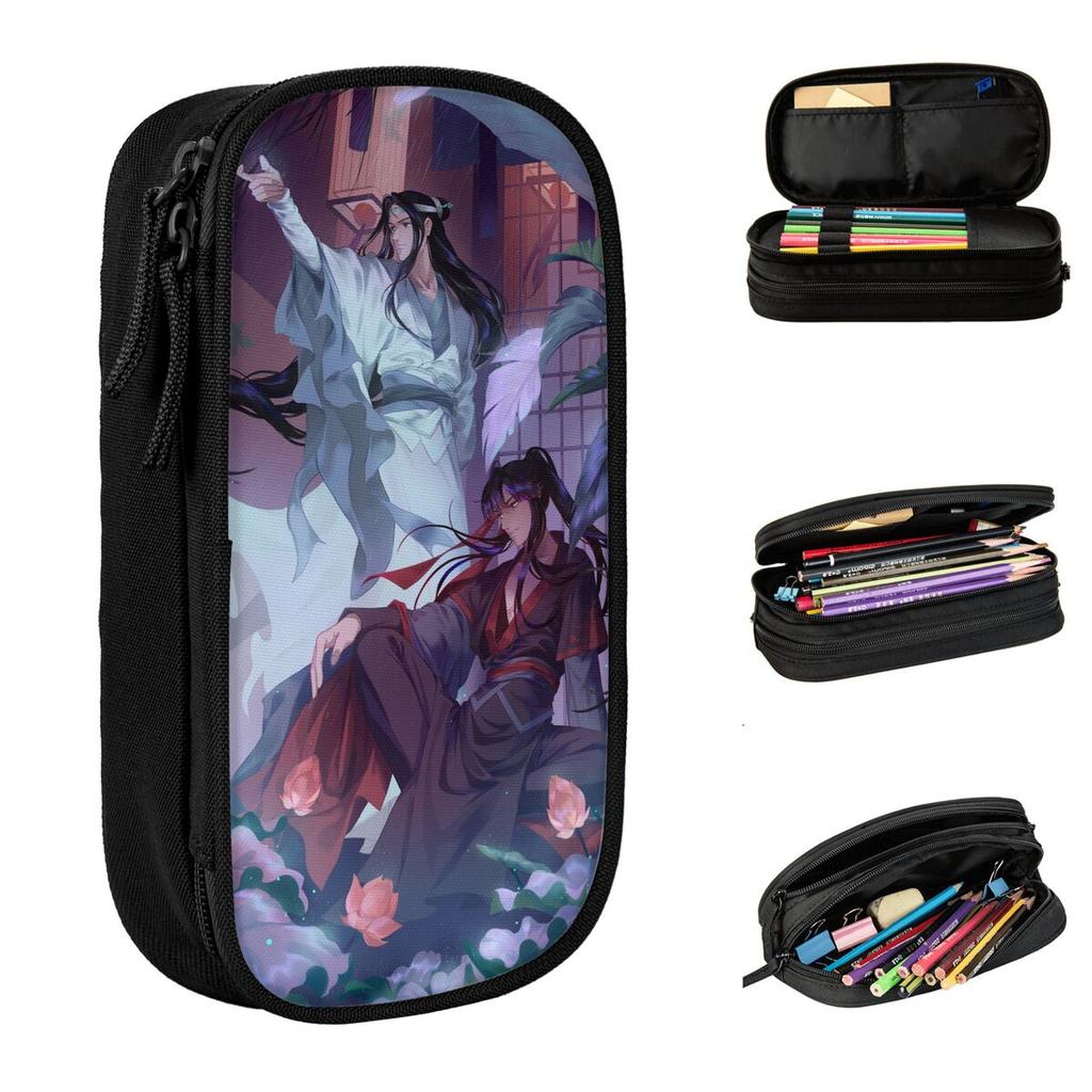 Anime The Untamed Pencil Case Lovely Lan Zhan Wei Wuxian Pen Bags Girl Boy Big Capacity Students School Gifts Pencilcases