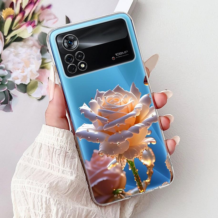 For Xiaomi Poco X4 Pro 5G Case 2201116PG Funda New Fashion Flower Bowknot Soft Clear Silicone Bumper For Xiomi Poco X4 Pro Coque