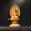 Hanro Art Sculpture Manjushri Bodhisattva Buddhist Altar Buddha Statue Wood Carving Tsuge Tree Flying Heavenly Halo Lotus Pedestal Year of the Rabbit