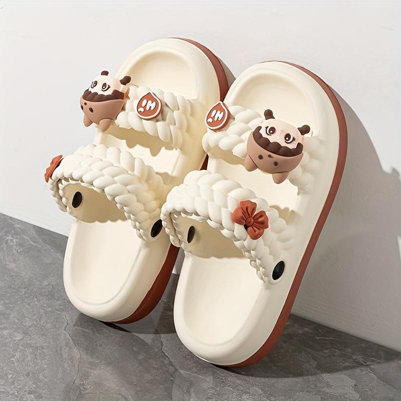 Summer Cute Flip-Flops for Women - EVA Heart Flower Sandals, Anti-Slip Quick Dry Bathroom Shoes for Pool/Beach