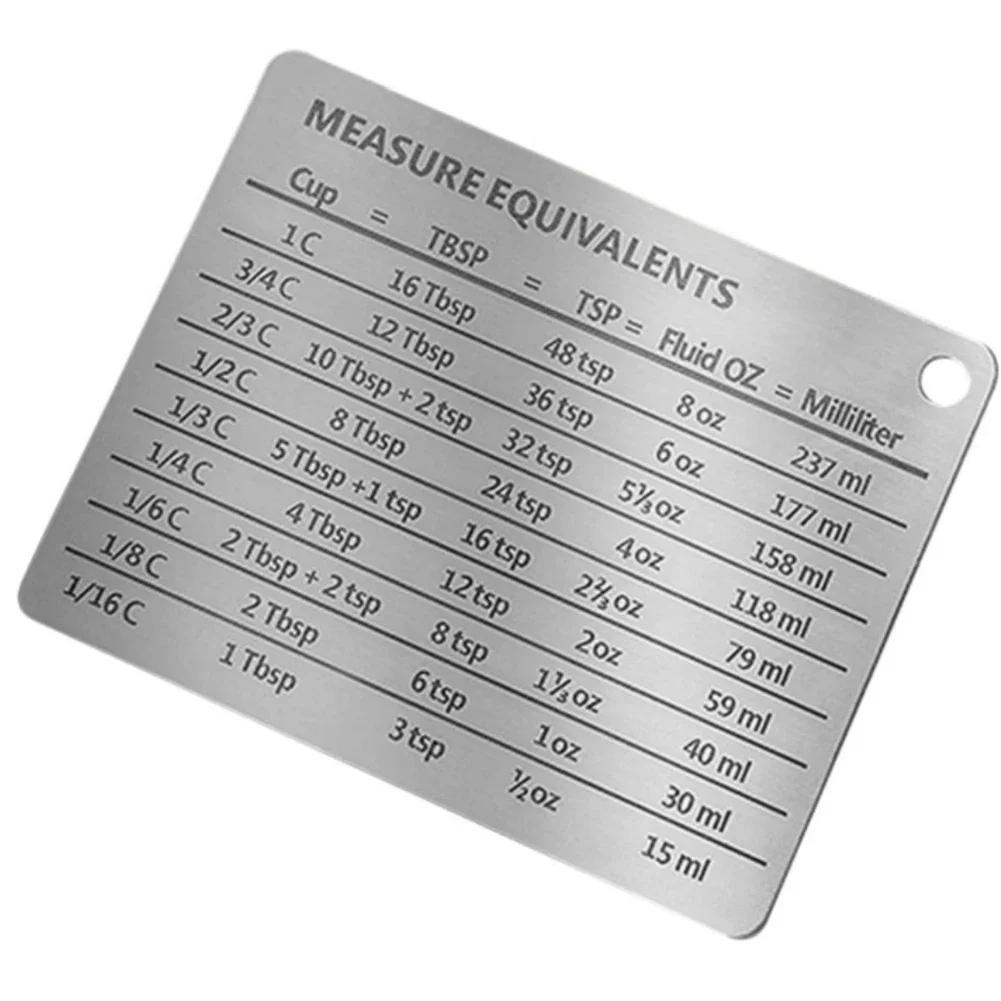 5 Pieces Stainless Steel Magnetic Kitchen Conversion Charts for Baking and Cooking Measurements with Smooth Edges for Safety