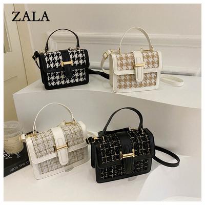 Korean Version of Simple Solid Color Texture Small Square Bag Women's Bag Winter New Woolen Plaid Diagonal Span Handbag