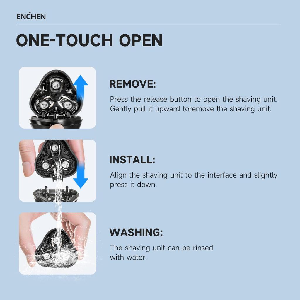Xiaomi ENCHEN BlackStone 6 Electric Shaver – 3D Floating Heads, Wet & Dry Cordless Shaver with Travel Lock