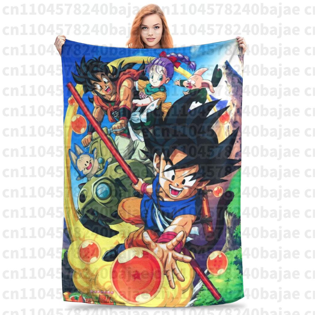 Dragon Ball Z Knitted Blanket Flannel Anime Son Goku Soft Throw Blankets for Bed Bedroom Quilt