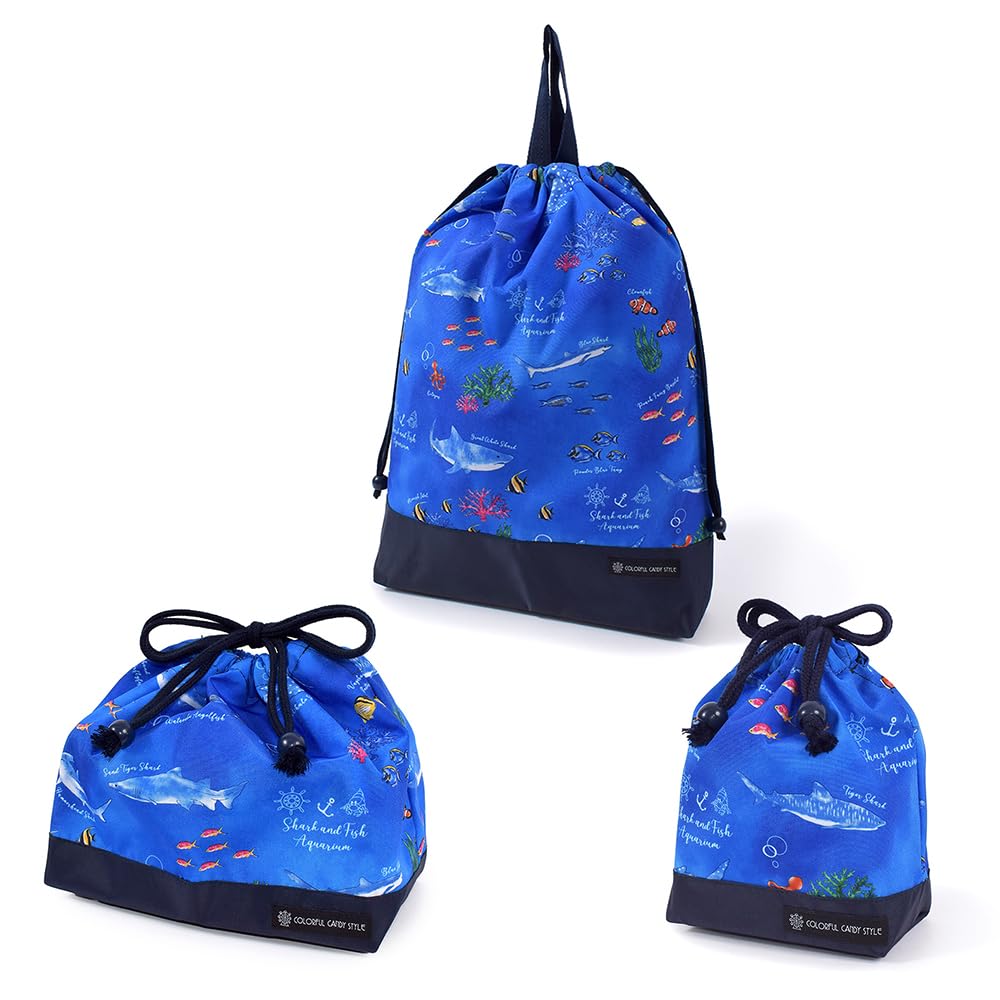 Colorful Candy Style Drawstring Bag Design Lunch and Cup by Blue A Stylish Gift for Boys and Perfect for Kindergarten and School Entrance Product