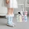 Breathable Cotton Lace Socks for Kids Age 3-13 Years Soft & Comfortable Elastic Leg Warmer with Dot Tulle