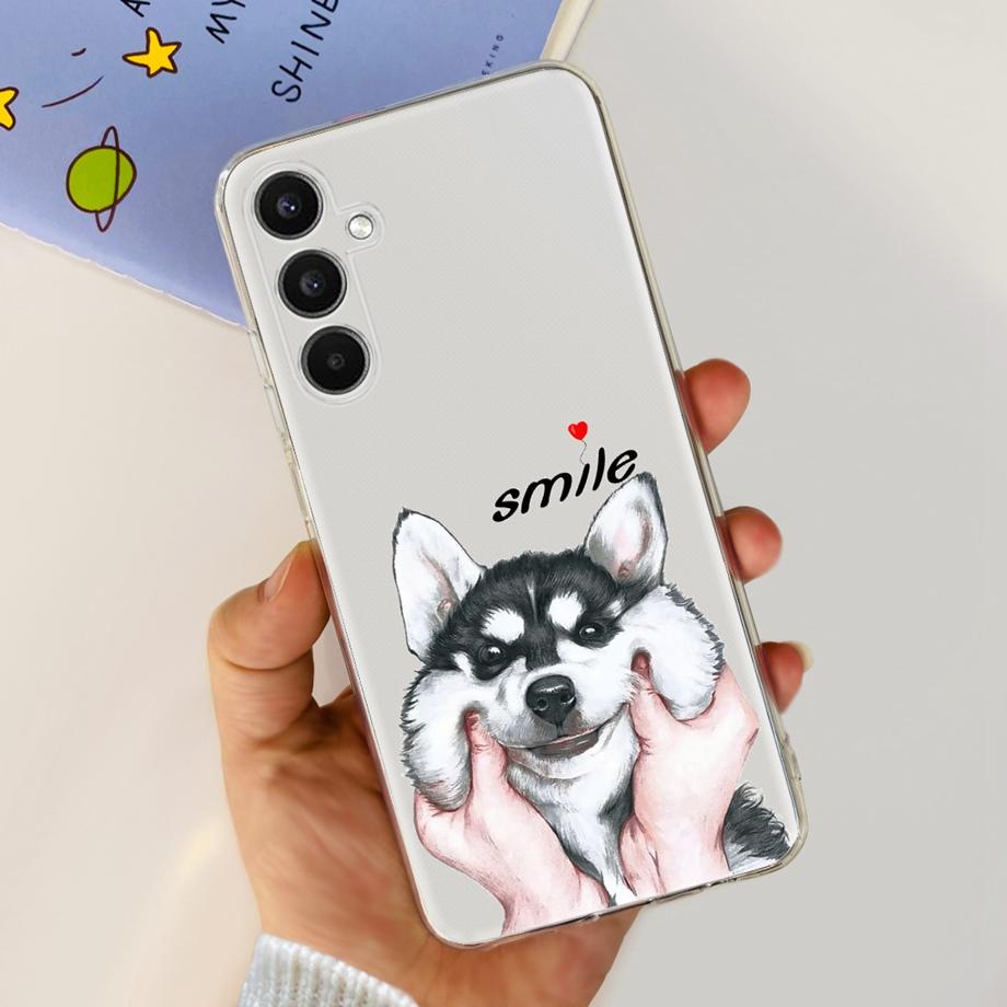 For Galaxy A24 Phone Case Transparent Ultra Soft Slim Silicone Back Bumper Shell For samsung A24 4g SM-245F Dinosaur Caut Cat