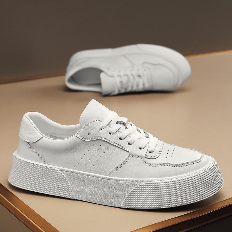 

Трендовая брендовая мужская обувь весна и лето новая толстоподошвенная кожаная поверхность белая обувь мужская повседневная кожаная обувь кеды 44 белый