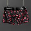 Summer Thin Boxer Underwear Mid-rise Elastic Waistband Lip Print Shorts Briefs U-Convex Breathable Panties Daily Wear