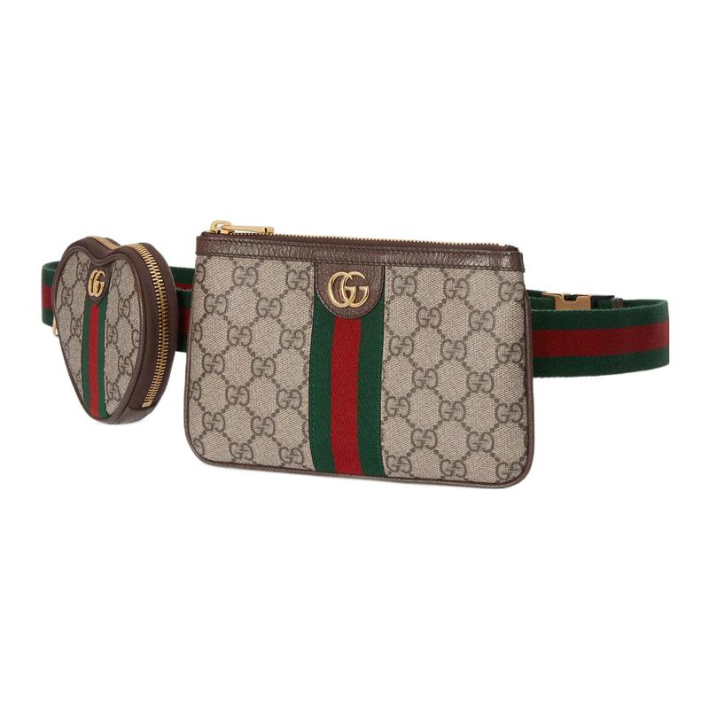 Gucci Fanny Pack Ophidia Classic All-match All-over Printed Old Flower Gold Label Logo Striped Webbing Zipper Closure Leather Trim Love Coin Bag
