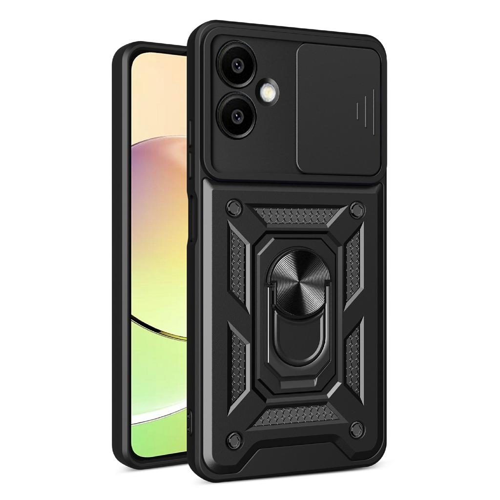 AMORUS For Samsung Galaxy A06 4G Case Kickstand PC+TPU Phone Cover with Camera Lens Slider