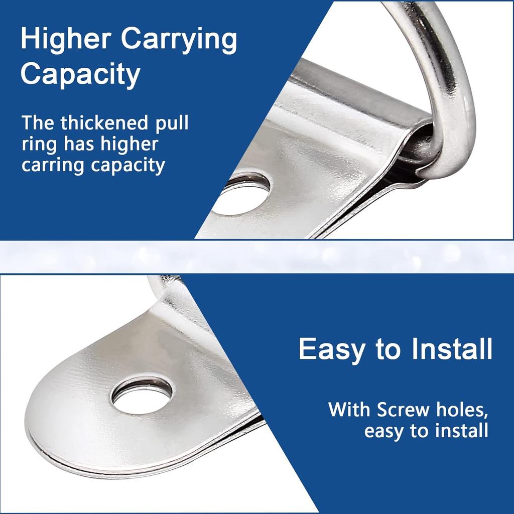 Stainless Steel D Shape Tie Down Anchors, D Rings Anchor Lashing Rings for Car Truck Trailer Cargo Boats RV, 20pcs