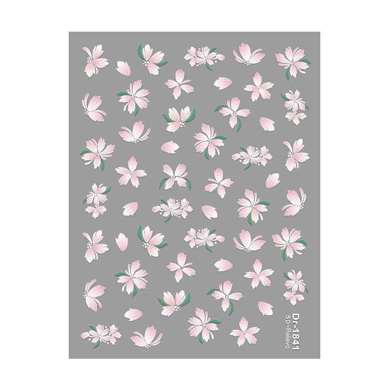 Redanco 5D Embossed Nail Art Stickers - Small Floral Shell Design (DR1842)