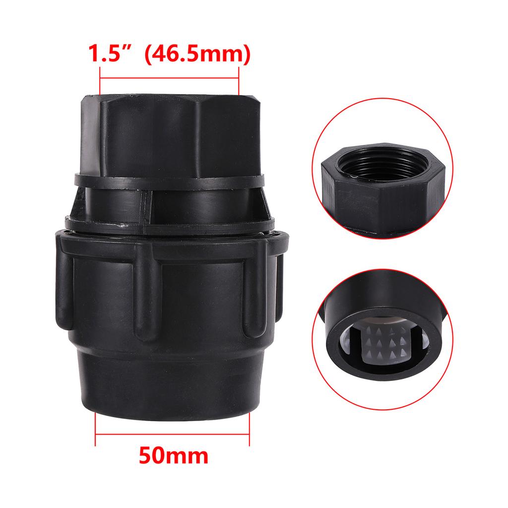 PE Pipe Black Straight Reducing Connector 20/25/32/40/50mm Tube Fitting 1/2" 3/4"1"1.2"1.5"Female/Male Thread Irrigation Adapter