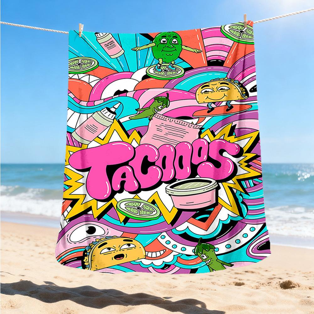 1pc Tacos Outdoor Flannel Blanket, Lightweight Warm Cozy for Travel Camping Office Soft Polyester Fabric