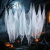 Reusable Halloween Party Decor Gauze Fabric, White/Black Creepy Cloth for Spooky Drapey Scrim Porches Decks Haunted House Decorations, Indoor Outdoor