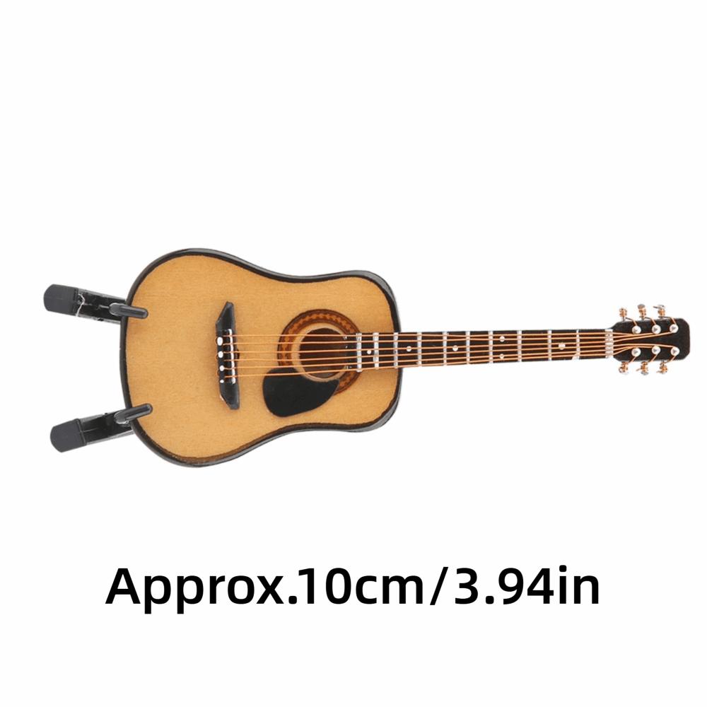 3PCS Wooden Miniature Guitar Model Mini Guitar Craft Model Mini Wooden Guitar Dollhouse Accessory S