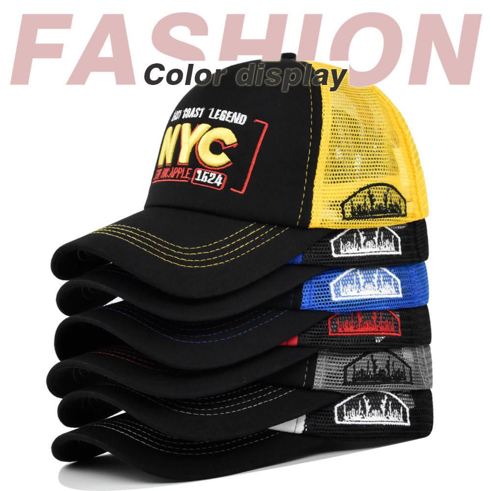 Nyc Embroidered Baseball Cap Adjustable Summer Cotton Hat With Mesh Brim