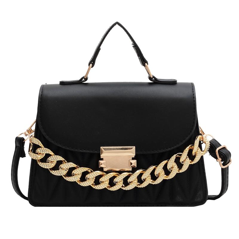 Fashion Leisure Design Women Handbag PU Solid Color Lady Shoulder Bag Chain Decoration Female Crossbody Bag For Outings Commute