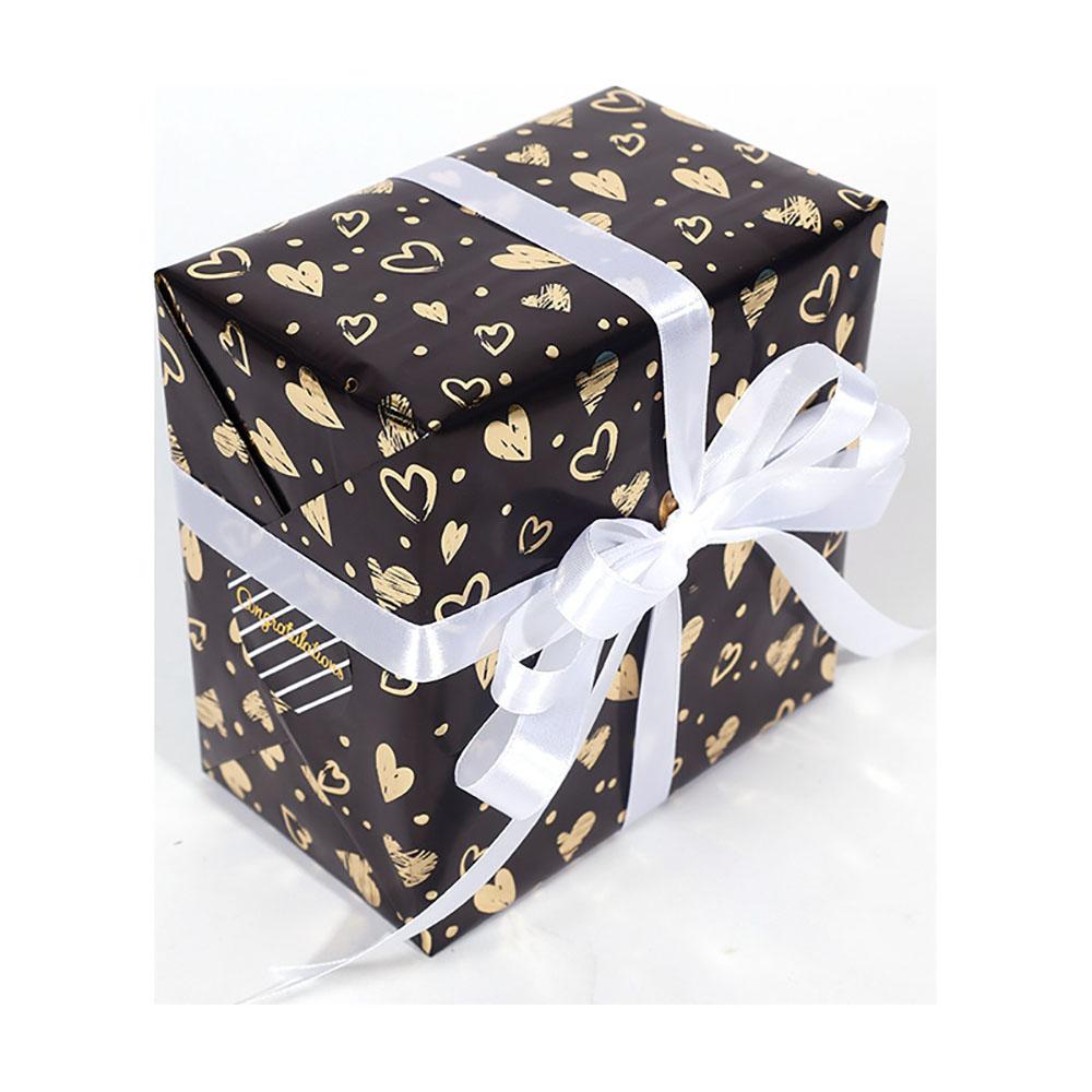 Papel de Regalo Negro Dorado 43x300cm Papel para Envolver Regalos Ramo de Lunares Navidad Día de San Valentín Cumpleaños Regalos Decoraciones Papel