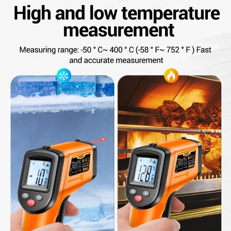 Digital Infrared Thermometer TH201 High Sensitivity Backlight Screen Laser Positioning  with High and Low Temperature Range Tools with Digital Display