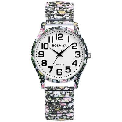 Bohemia Elastic Strap Watch: Easy-to-Read Arabic Numerals Analog Quartz Watch, Water Resistant, Stylish, Cool, Unisex, Fashionable, Floral Print,