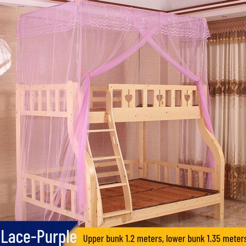 Child & Mother Integrated Bunk Bed with Double Layer Encrypted Mosquito Net and Thickened Support