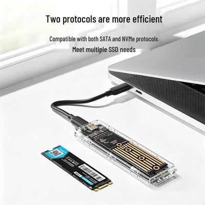 Transparent NVMe M.2 SSD Enclosure, 10Gbps Laptop Mobile Box