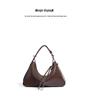 Women's Trendy 2025 Genuine Leather Crescent Crossbody Shoulder Bag