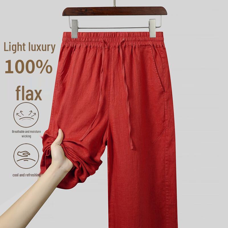SNOWFLYING Women s 100% Linen Wide-Leg Pants 180/84AXL