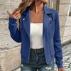 Women's Casual Color Long Sleeve Zipper Jacket Loose Fit Lightweight Outerwear