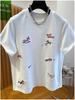 De Rong Plus Size Embroidered Horse Year Short Sleeve T-shirt for Women - Loose & Slimming Fit for Early Spring/Autumn
