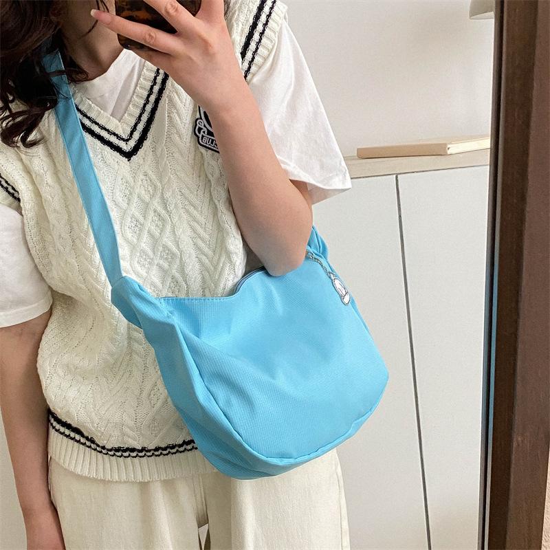 New Candy Color Waffle Art Student Versatile Simple Daily Women's Shoulder Crossbody Bag