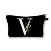 Wild Flower Alphabet Letter A-Z Makeup Bag Canvas Pouch Cosmetic Case Teacher Gift Purse