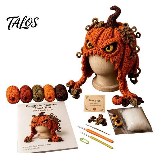DIY Animal Hood Hat Halloween Crochet Kit, Skull Spider Bat Holiday Craft Project Spooky Pumpkin Earflap Kit for Adults Teens, Autumn Winter Creative