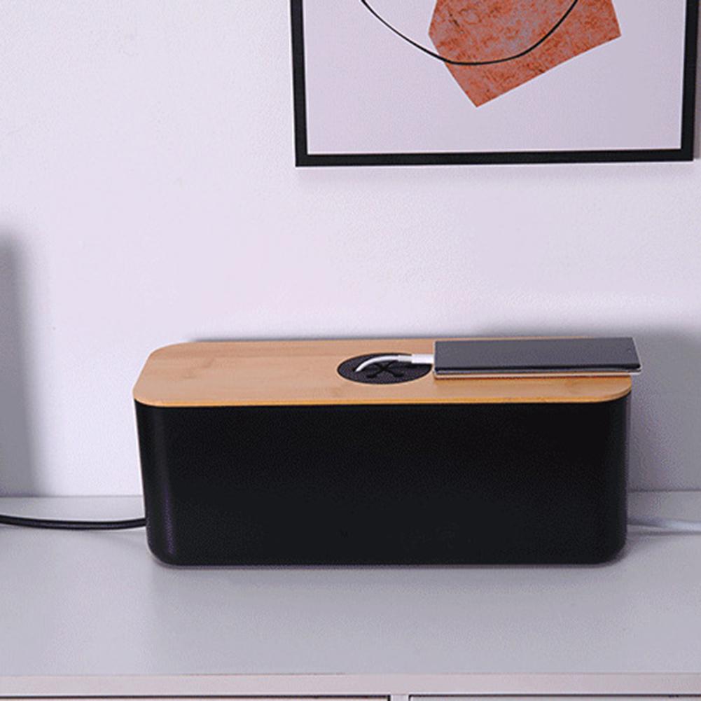 Cable Management Box Wire Organizer Bins Protect Cables Power Line Storage Case Large Capacity with Lid for Home Office